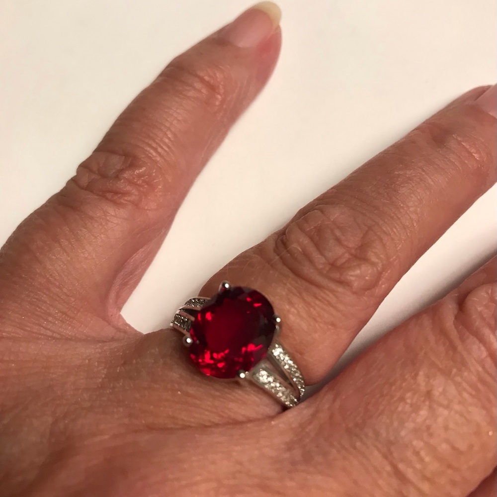 Garnet Stamped 925 Sterling Silver Ring